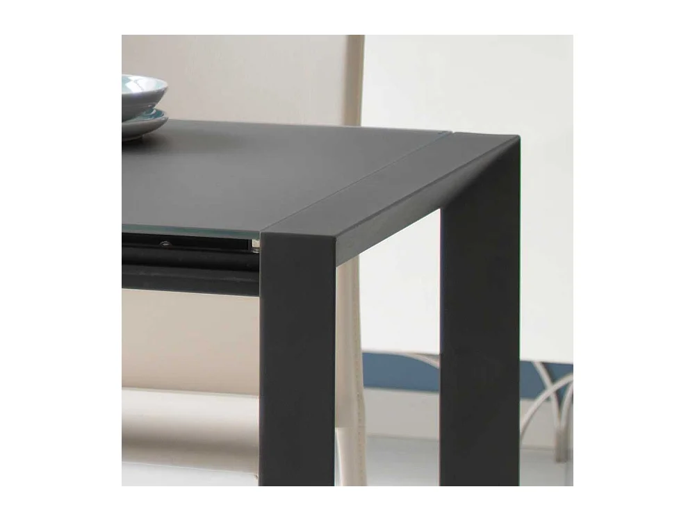 Glas Esstisch in Grau verlängerbar