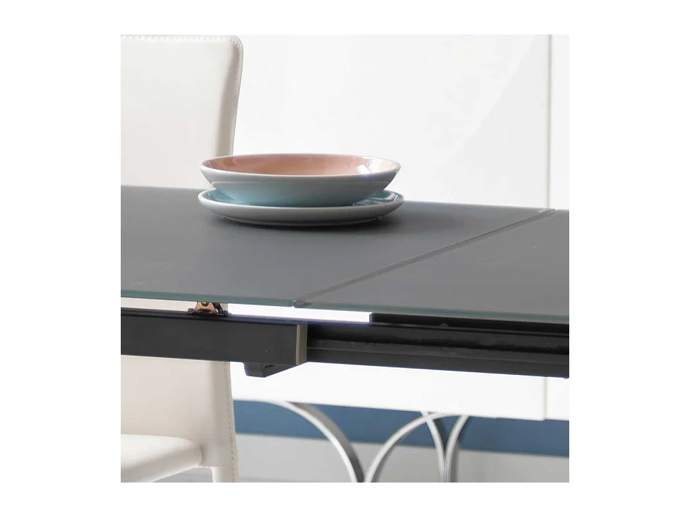 Glas Esstisch in Grau verlängerbar