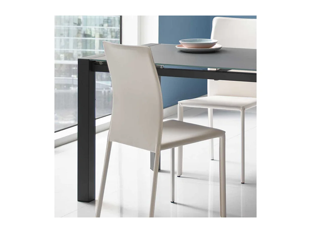 Glas Esstisch in Grau verlängerbar