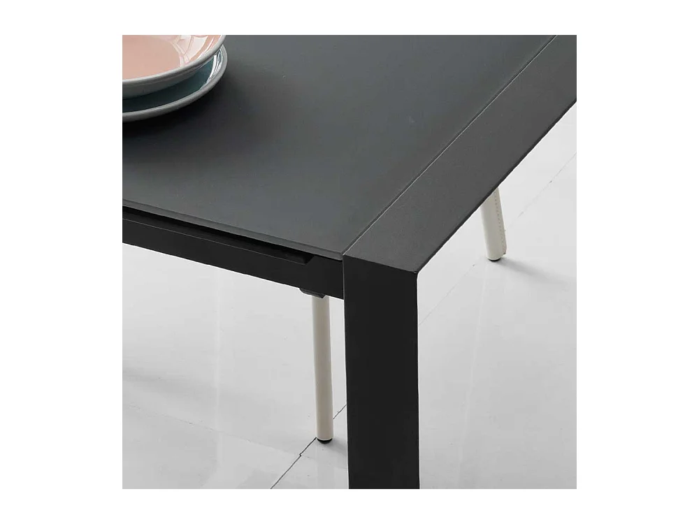 Glas Esstisch in Grau verlängerbar