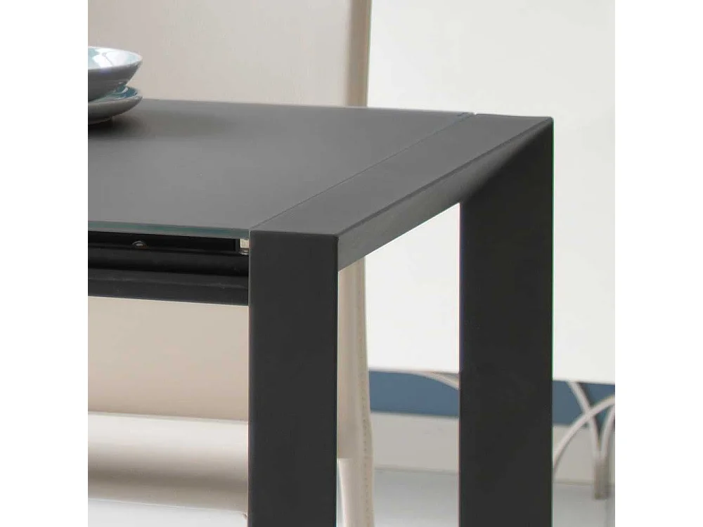 Glas Esstisch in Grau verlängerbar