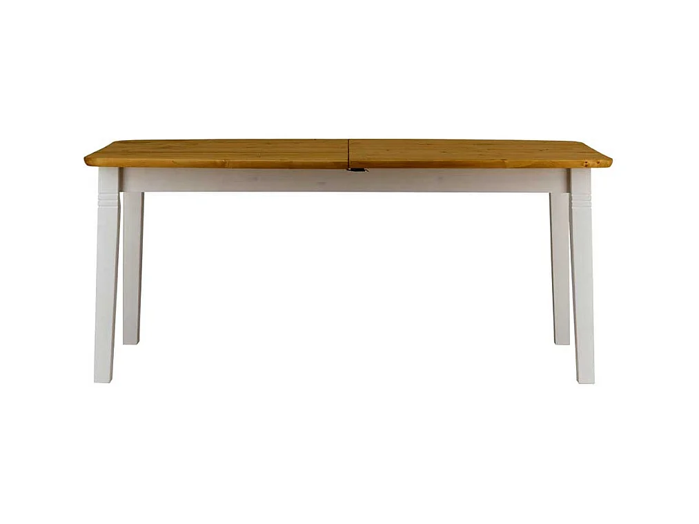 Küchen Tisch in Weiß und Kieferfarben Kulissenauszug