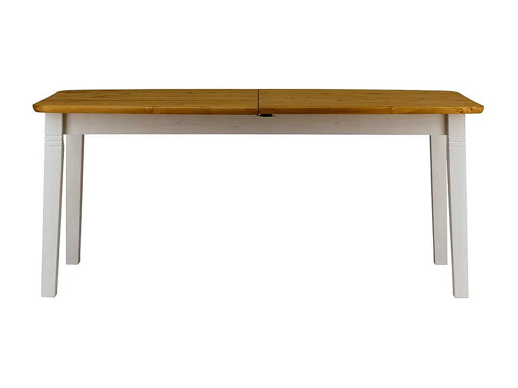 Küchen Tisch in Weiß und Kieferfarben Kulissenauszug