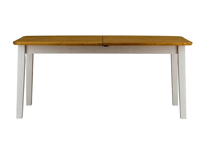 Küchen Tisch in Weiß und Kieferfarben Kulissenauszug