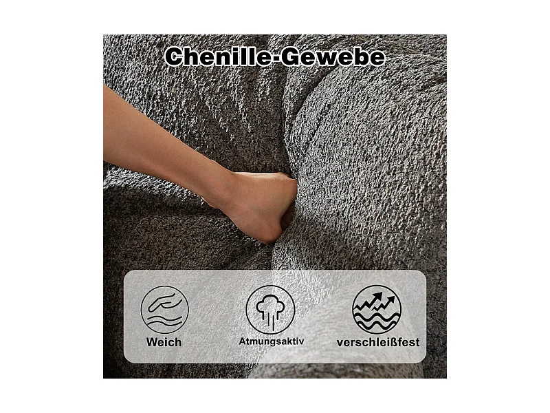 Canapé 6 places d'angle réversible modulable, avec 6 oreillers et oreillers cervicaux, en tissu chenille, DIY salon, Gris