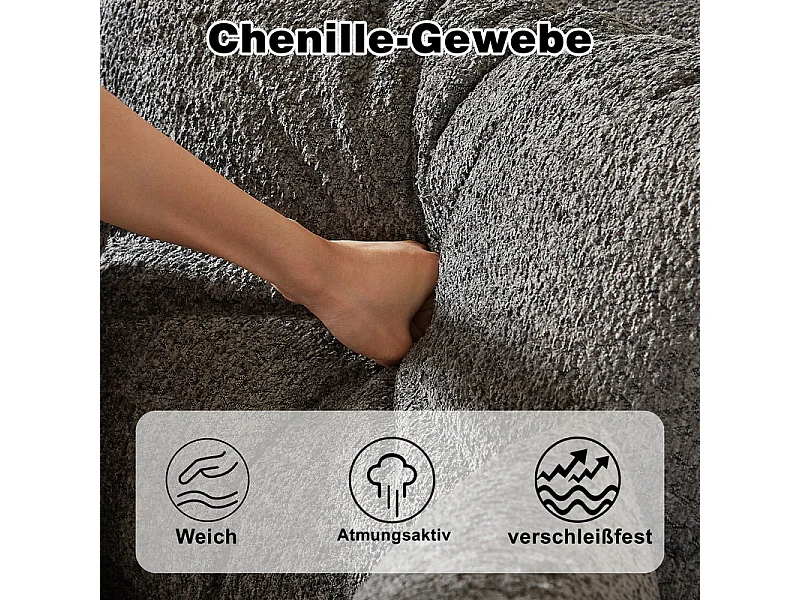 Canapé 6 places d'angle réversible modulable, avec 6 oreillers et oreillers cervicaux, en tissu chenille, DIY salon, Gris