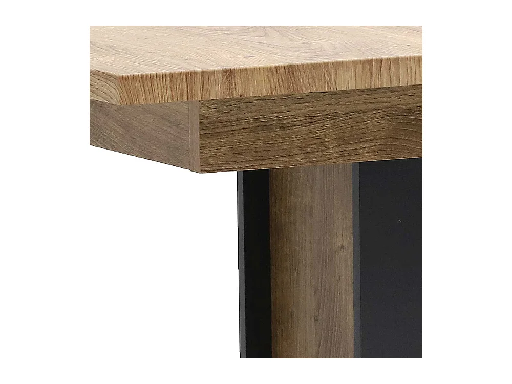 Säulentisch mit Mittelauszug Eiche dunkel Optik und Dunkelgrau