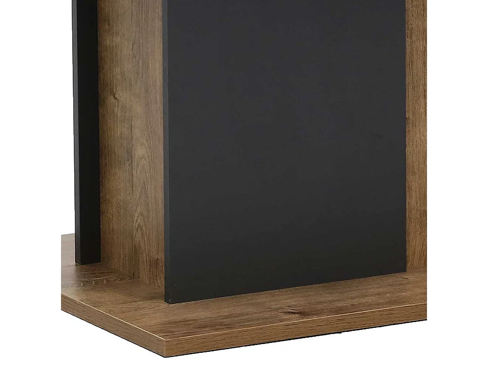 Säulentisch mit Mittelauszug Eiche dunkel Optik und Dunkelgrau