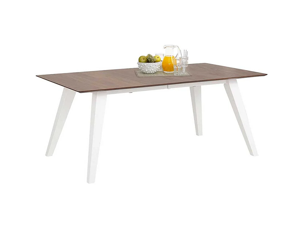 Tisch in Walnussfarben und Weiß Mittelauszug