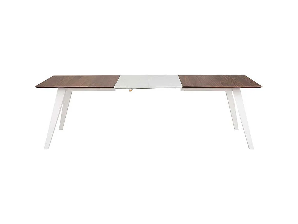 Tisch in Walnussfarben und Weiß Mittelauszug