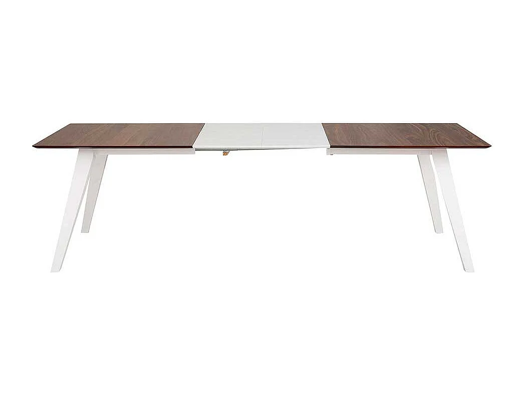 Tisch in Walnussfarben und Weiß Mittelauszug