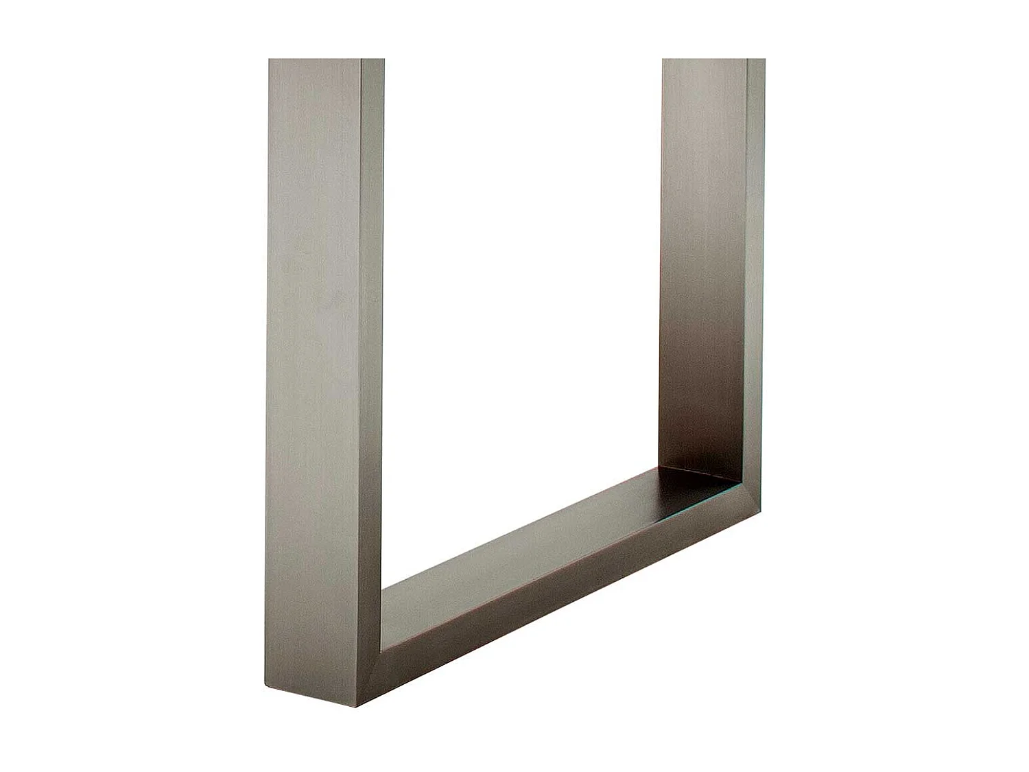 Holztisch aus Wildeiche Massivholz Bügelgestell aus Edelstahl