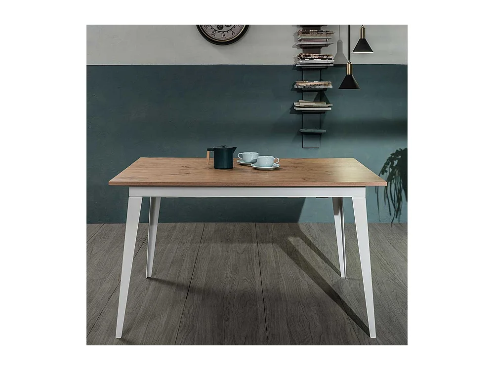 K�chen Tisch in Eichefarben Wei�