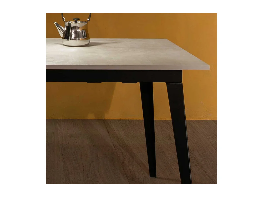 Tisch Esszimmer in Antikweiß und Schwarz verlängerbar