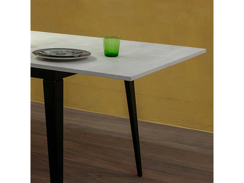 Tisch Esszimmer in Antikweiß und Schwarz verlängerbar