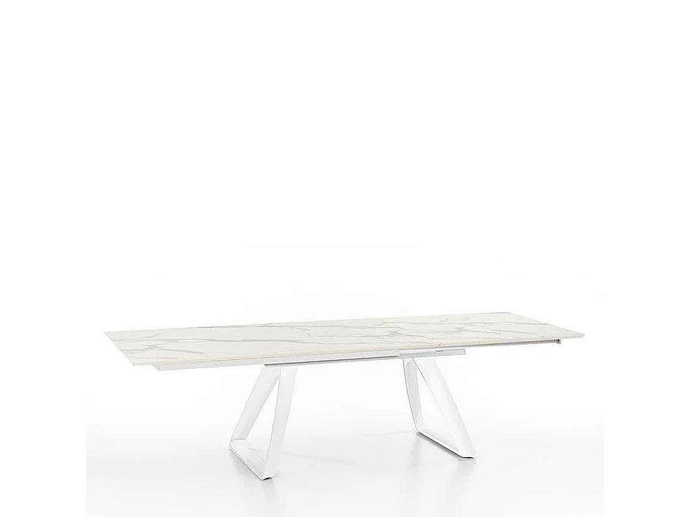 Tisch in Weiß und Hellgrau verlängerbar