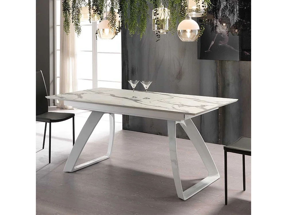 Tisch in Weiß und Hellgrau verlängerbar