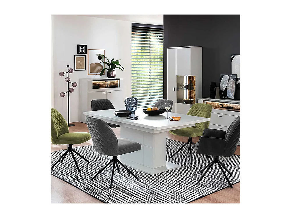 Ausziehtisch lichtgrau modern 77 cm hoch Kulissenauszug