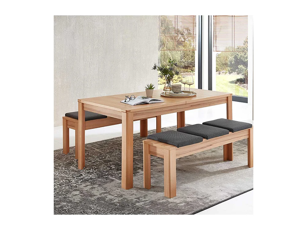 Esstisch mit Auszug in Kernbuchefarben einer Einlegeplatte