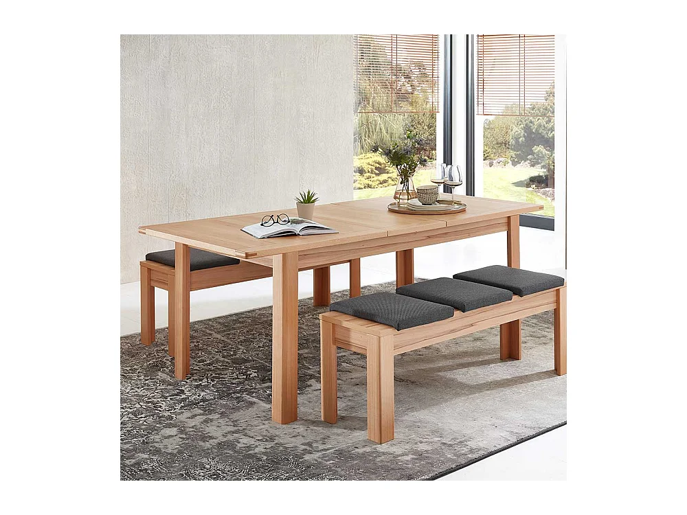 Esstisch mit Auszug in Kernbuchefarben einer Einlegeplatte