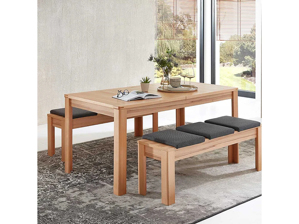 Esstisch mit Auszug in Kernbuchefarben einer Einlegeplatte