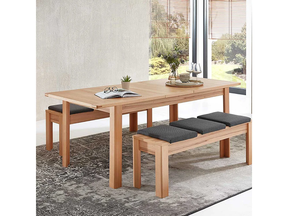 Esstisch mit Auszug in Kernbuchefarben einer Einlegeplatte