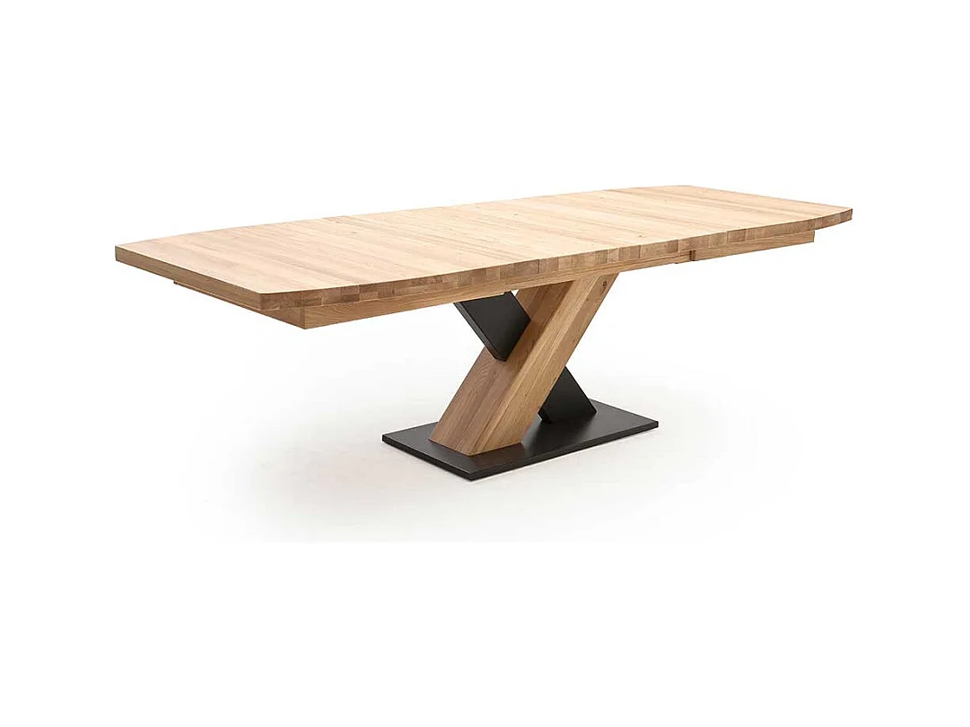 Esstisch in Eiche Bianco und Schwarz Mittelauszug