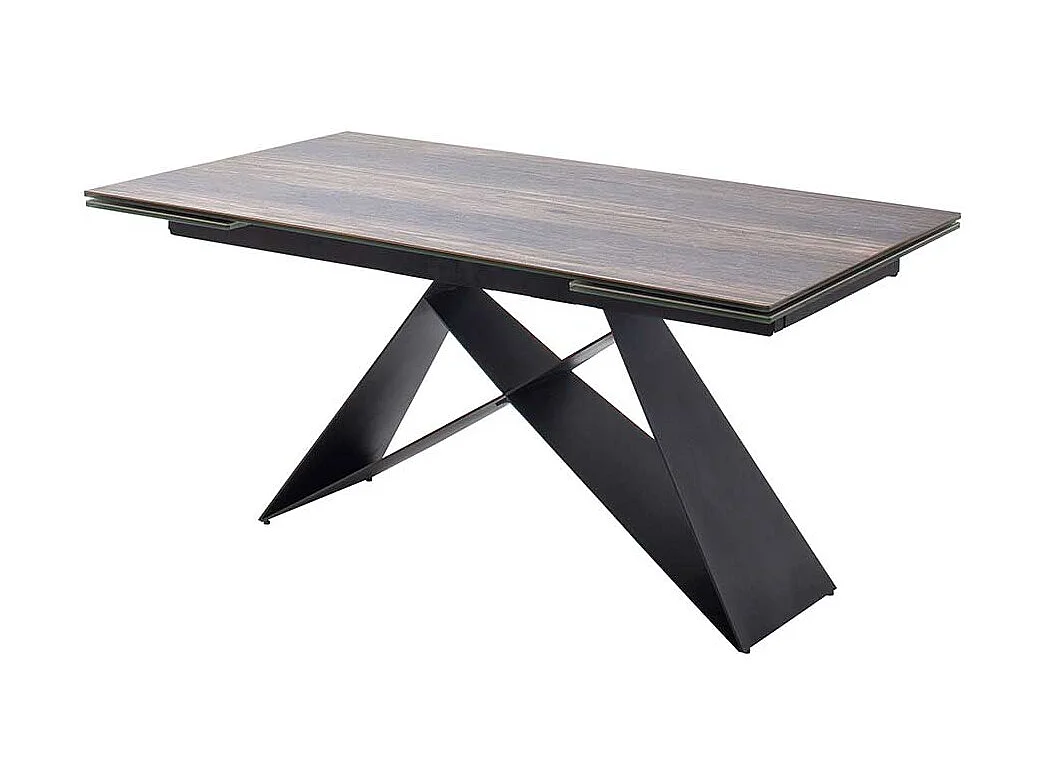 Esszimmertisch in Eiche dunkel und Schwarz Kopfauszug