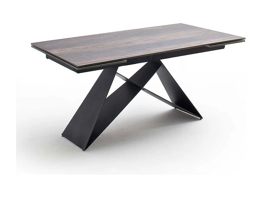 Esszimmertisch in Eiche dunkel und Schwarz Kopfauszug