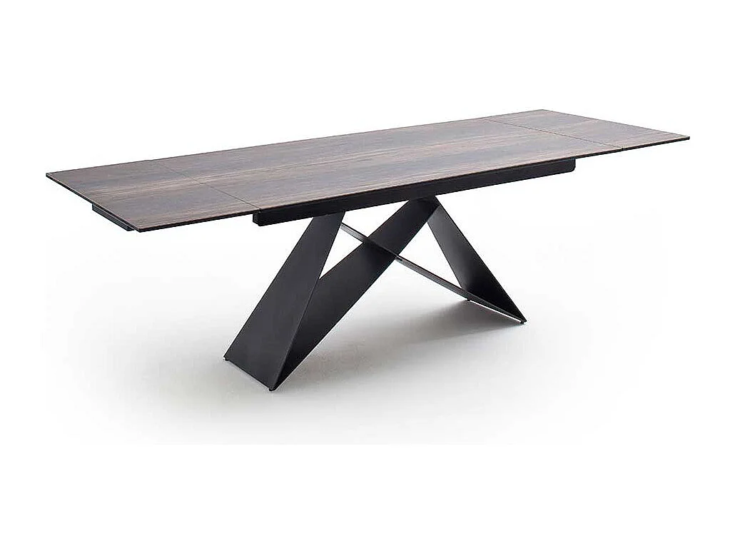 Esszimmertisch in Eiche dunkel und Schwarz Kopfauszug