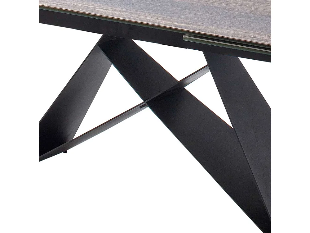 Esszimmertisch in Eiche dunkel und Schwarz Kopfauszug