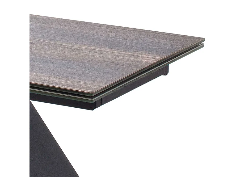 Esszimmertisch in Eiche dunkel und Schwarz Kopfauszug