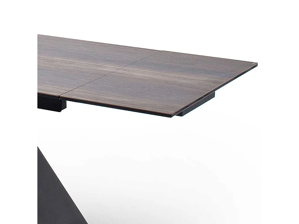 Esszimmertisch in Eiche dunkel und Schwarz Kopfauszug