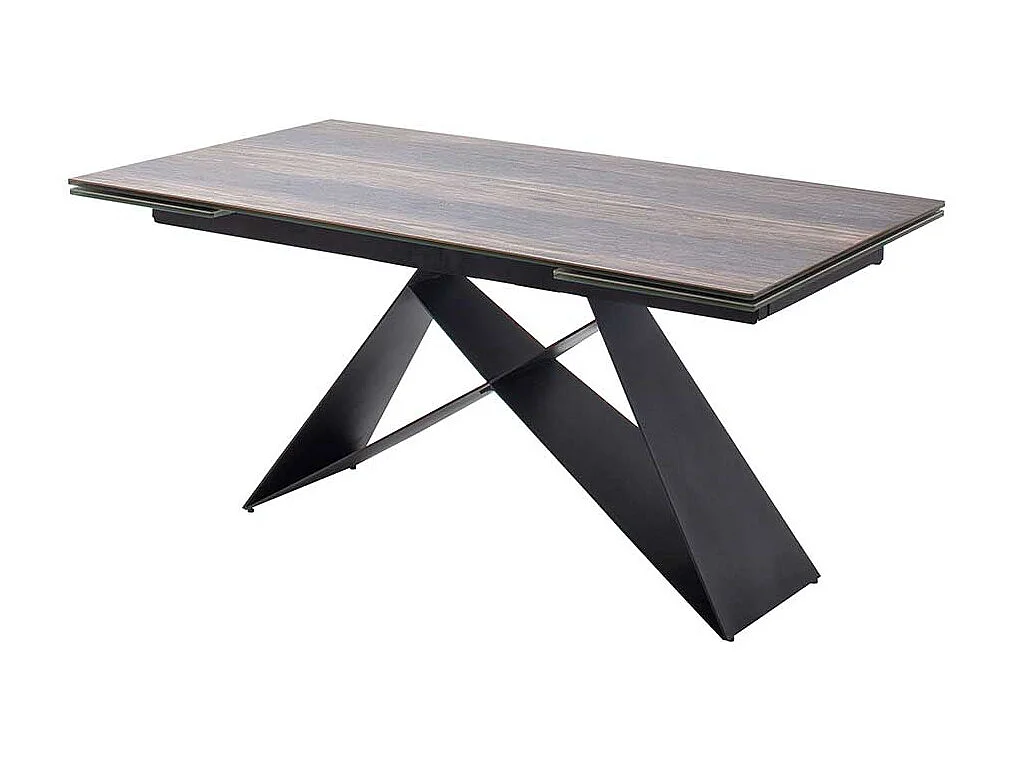 Esszimmertisch in Eiche dunkel und Schwarz Kopfauszug