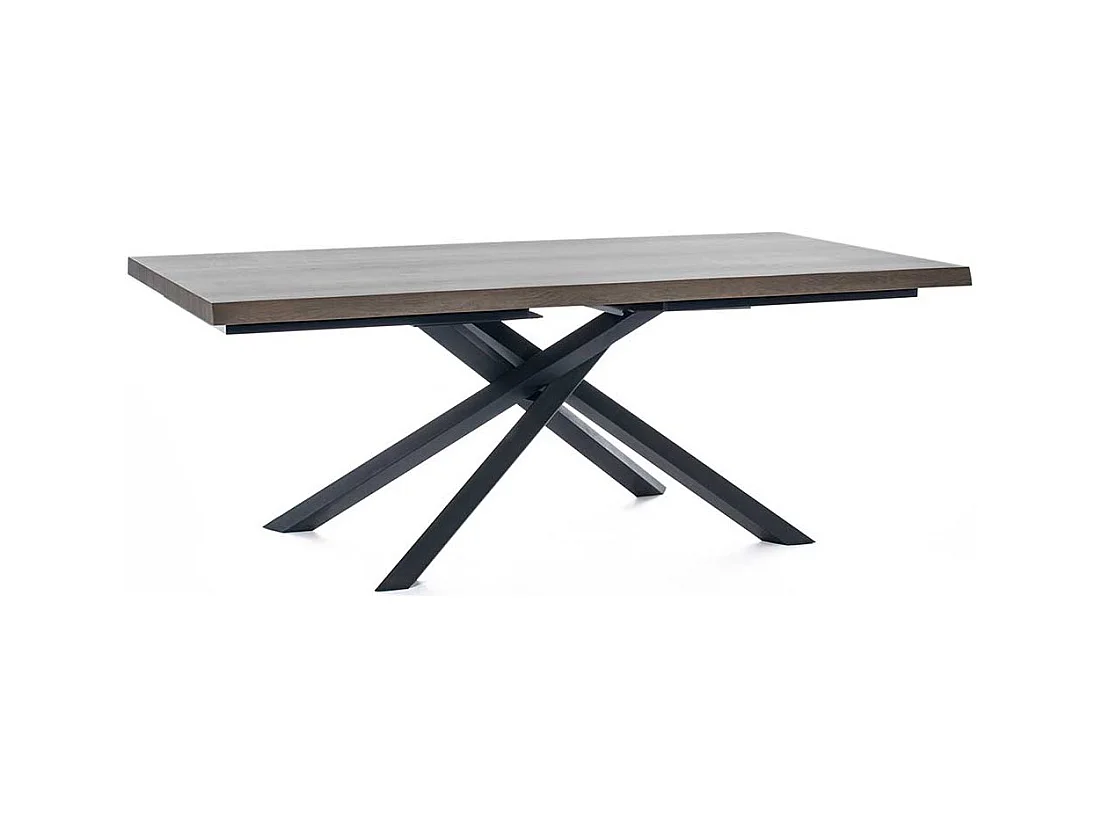 Ausziehtisch in Esche Grey Wash furniert Mikado Fußgestell in Schwarz