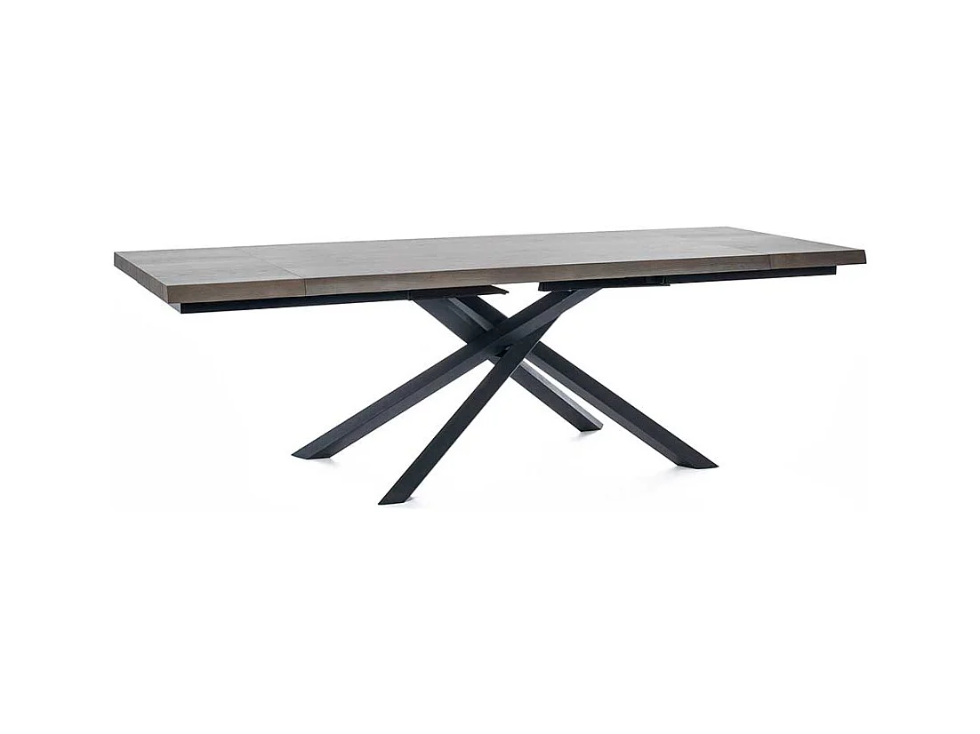 Ausziehtisch in Esche Grey Wash furniert Mikado Fußgestell in Schwarz
