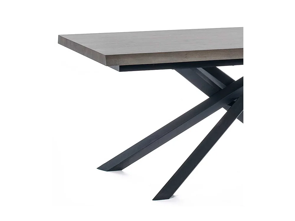 Ausziehtisch in Esche Grey Wash furniert Mikado Fußgestell in Schwarz