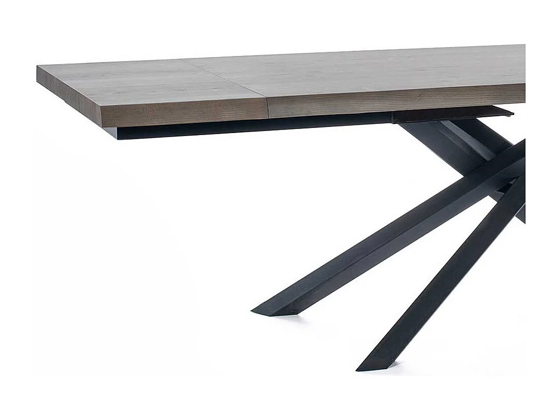 Ausziehtisch in Esche Grey Wash furniert Mikado Fußgestell in Schwarz