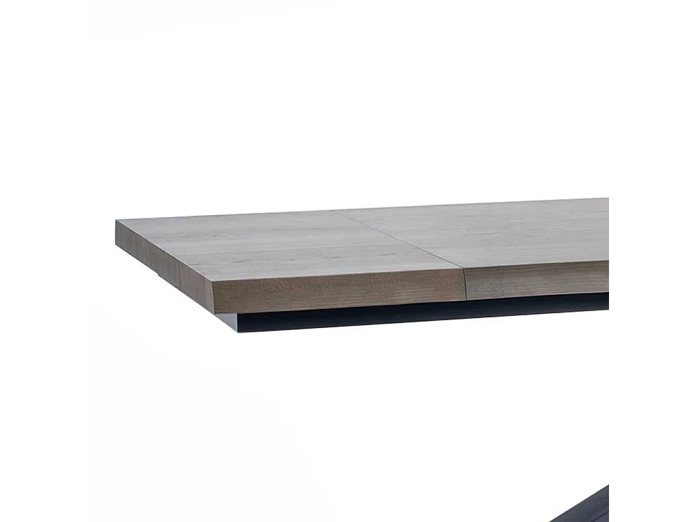 Ausziehtisch in Esche Grey Wash furniert Mikado Fußgestell in Schwarz