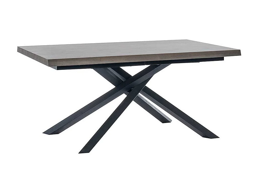 Ausziehtisch in Esche Grey Wash furniert Mikado Fußgestell in Schwarz
