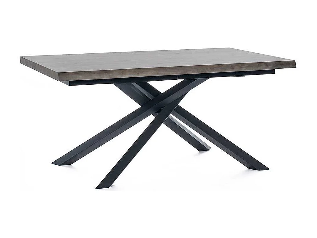 Ausziehtisch in Esche Grey Wash furniert Mikado Fußgestell in Schwarz