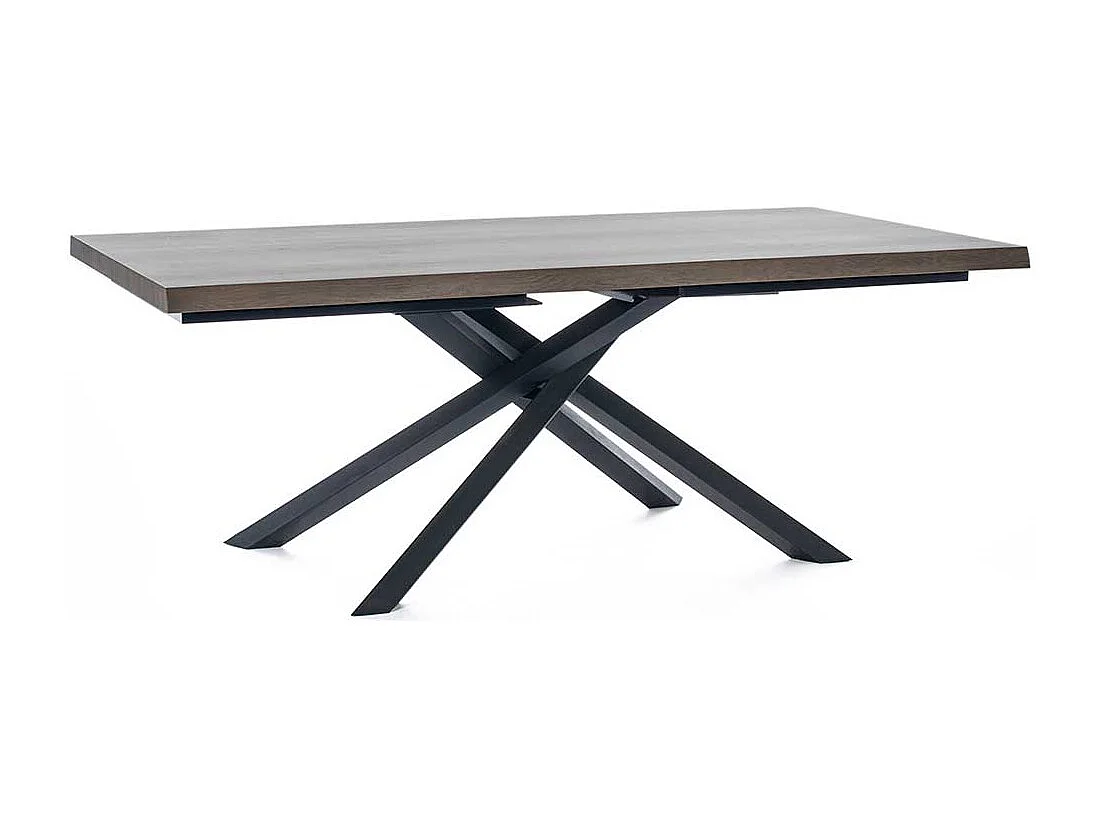 Ausziehtisch in Esche Grey Wash furniert Mikado Fußgestell in Schwarz