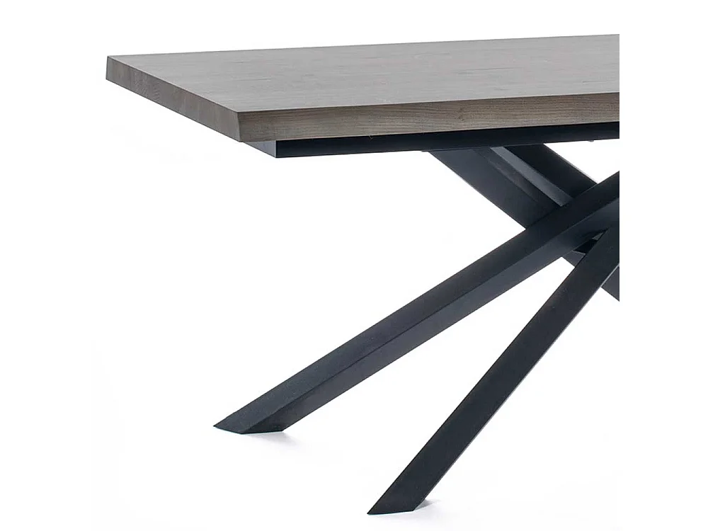 Ausziehtisch in Esche Grey Wash furniert Mikado Fußgestell in Schwarz