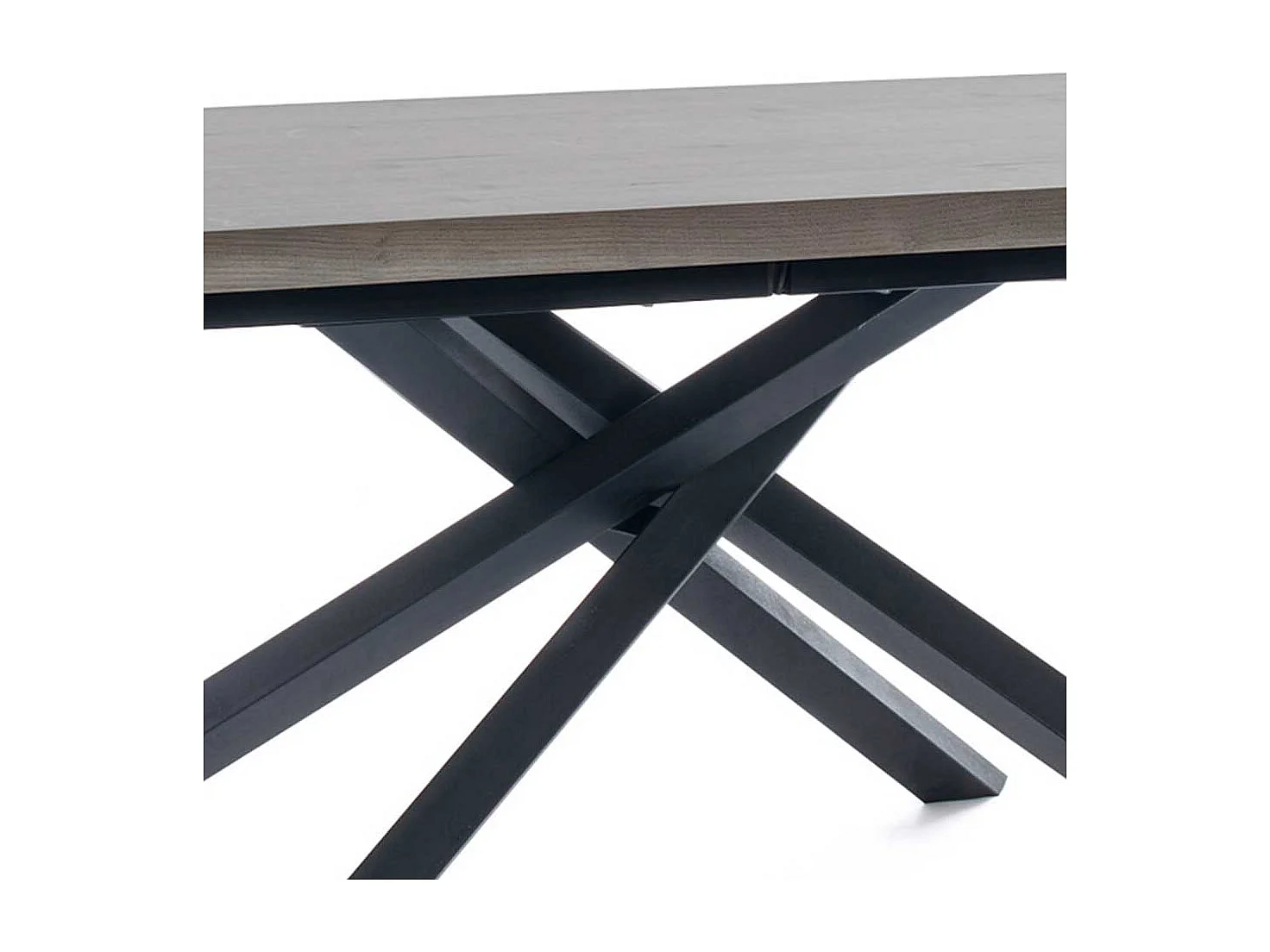 Ausziehtisch in Esche Grey Wash furniert Mikado Fußgestell in Schwarz