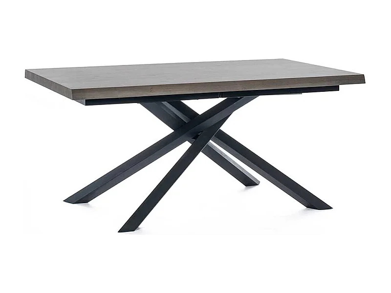 Ausziehtisch in Esche Grey Wash furniert Mikado Fußgestell in Schwarz