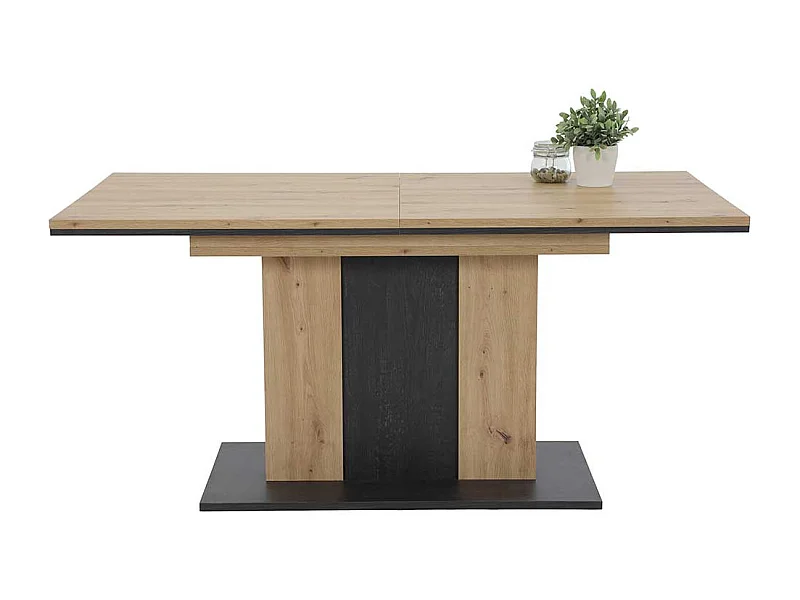 Tisch Esszimmer in Eichefarben und Schwarz Kulissenauszug