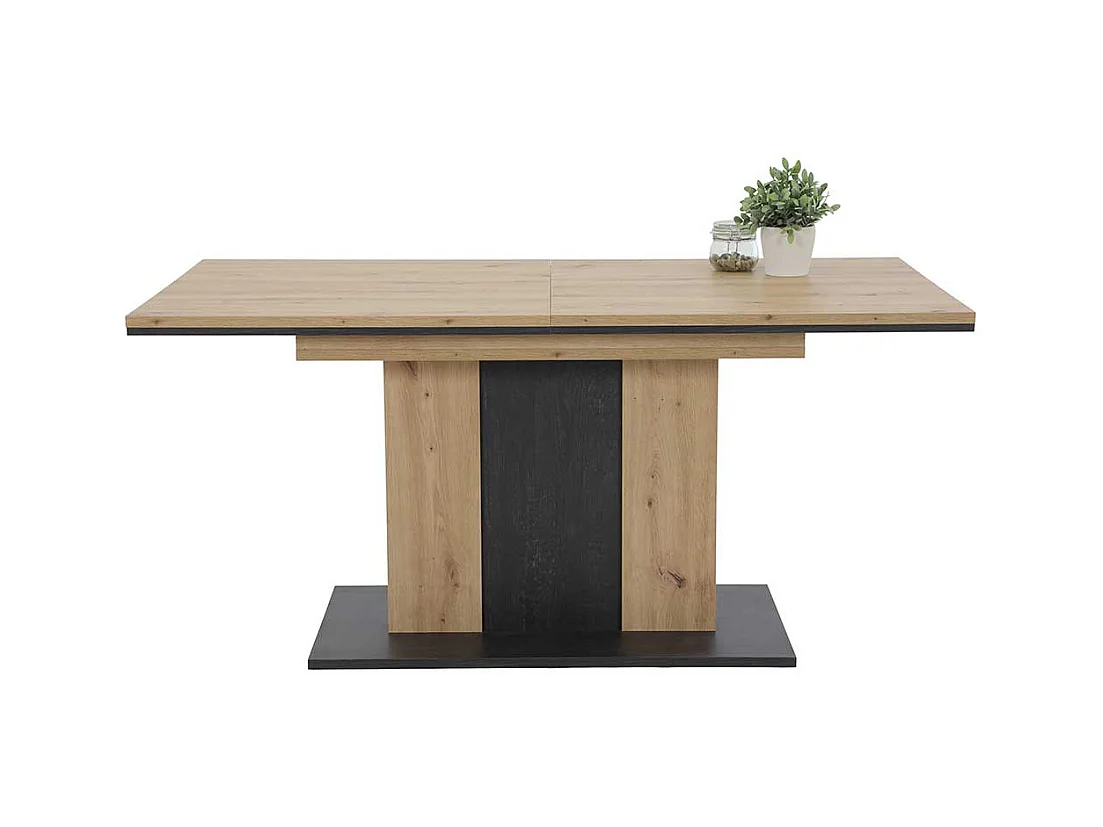 Tisch Esszimmer in Eichefarben und Schwarz Kulissenauszug