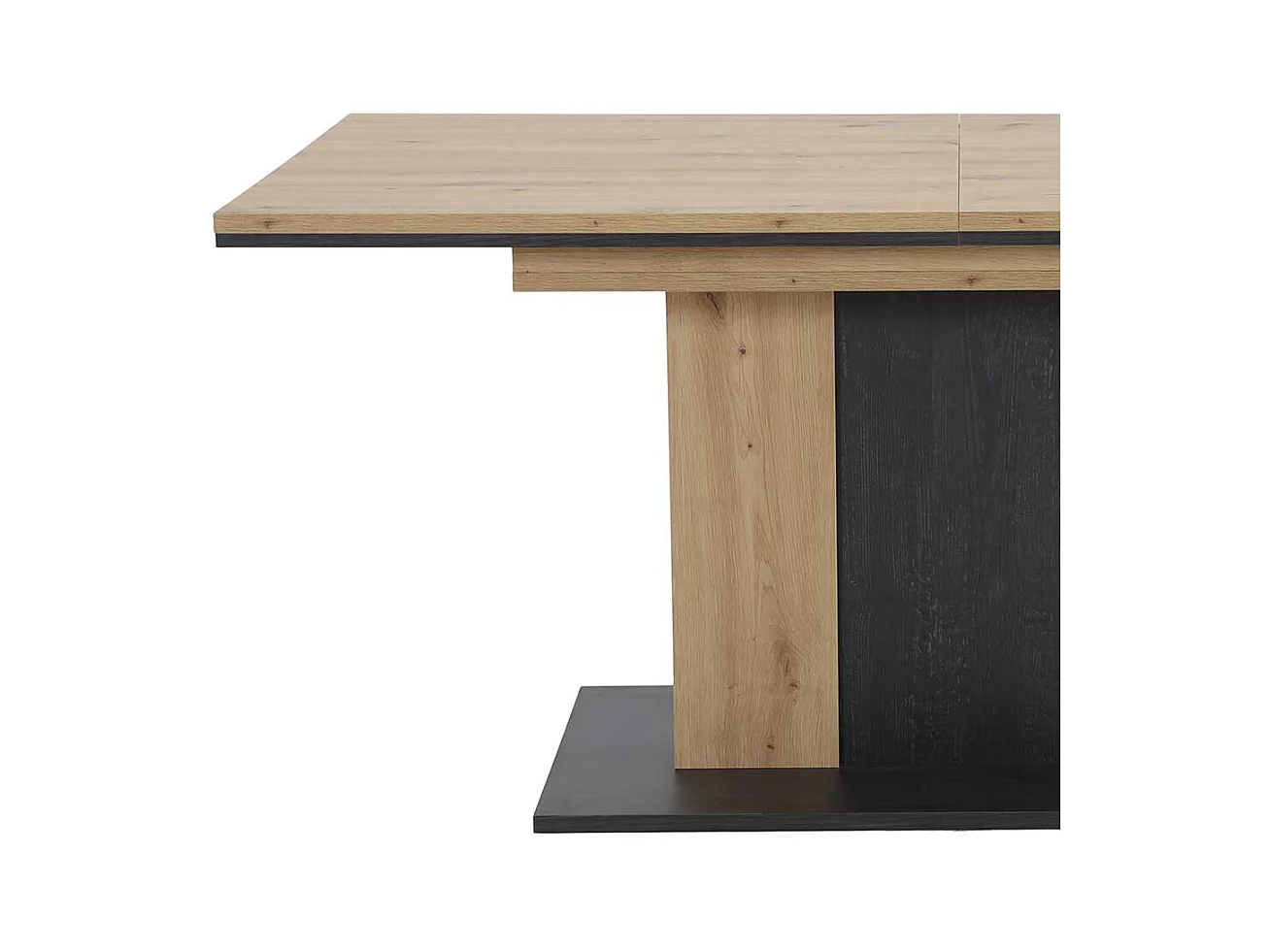 Tisch Esszimmer in Eichefarben und Schwarz Kulissenauszug