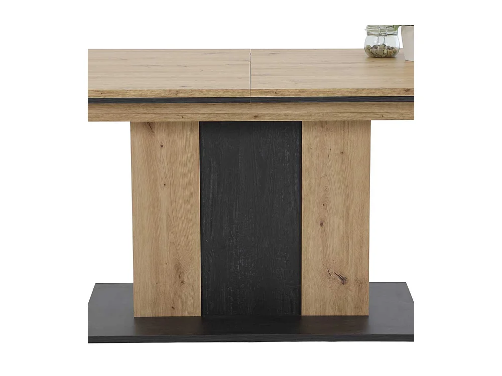 Tisch Esszimmer in Eichefarben und Schwarz Kulissenauszug