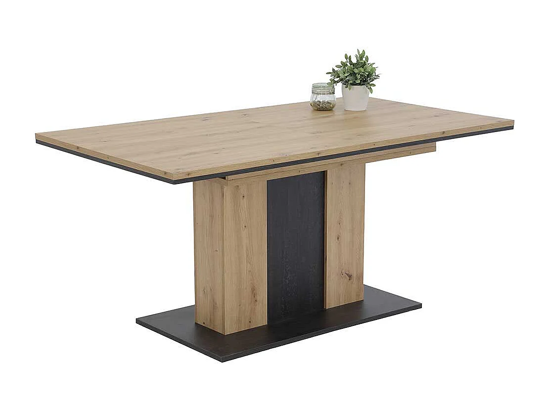 Tisch Esszimmer in Eichefarben und Schwarz Kulissenauszug